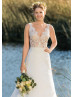 V Neck Ivory Lace Organza Stunning Wedding Dress